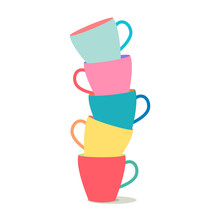 Stack Of Colorful Coffee Cups