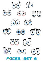 Wall Mural - Cartoon blue eyes with different emotions