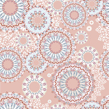 Vector Pink Seamless Pattern With Mandalas