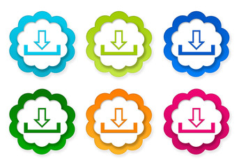 Wall Mural - set of colorful stickers icons with download symbol