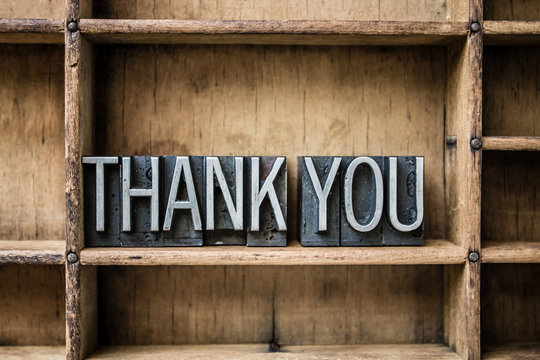 Thank You Letterpress Type in Drawer