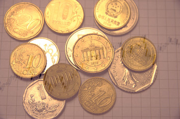 Finance concept. World coins.