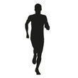 Running young man. Isolated vector silhouette