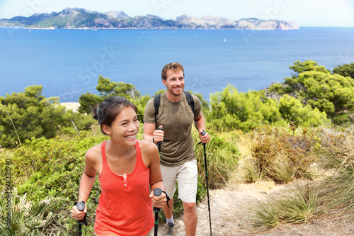Fotografie, Obraz Hikers hiking in Mallorca mediterranean Europe
