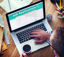 Sticker - Businessman Applying Job Application Internet Concept