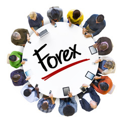 Fototapete - Multiethnic Group of Business People Forex Concept