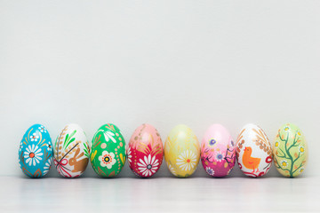 Wall Mural - Handmade Easter eggs collection. Spring patterns art, unique.