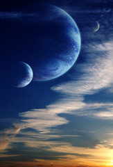 Canvas Print - sunset in alien planet