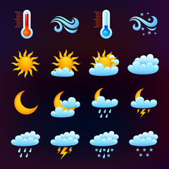 Wall Mural - weather icon set black