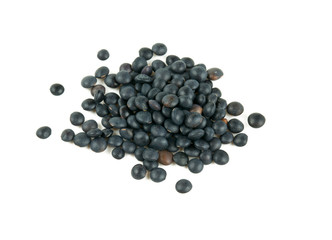 black lentils isolated on white