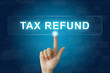 hand press on tax refund button on touch screen
