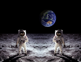 Wall Mural - astronauts moon landing earth