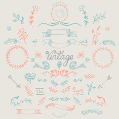 Wall Mural - hand drawn vintage elements