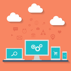 Poster - Cloud computing flat vector illustration.