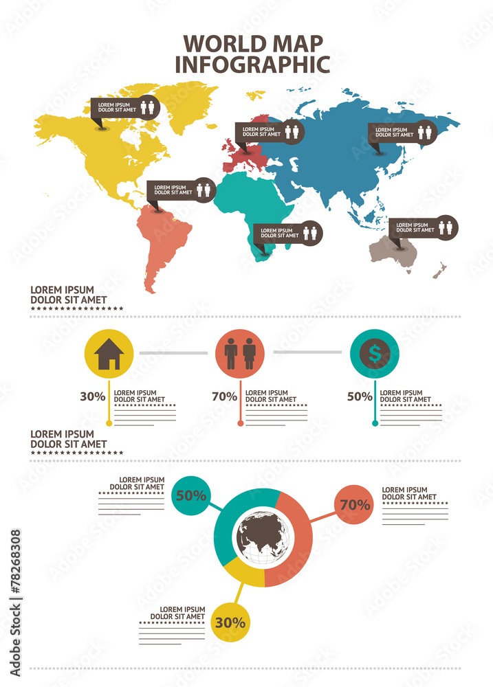 Top Ranking Infographic With Map map infographic Stock Vector | Adobe Stock