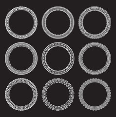 Poster - Set of round frames on a black background