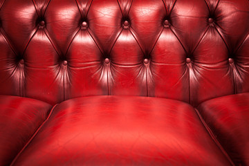 Red genuine leather Sofa for background