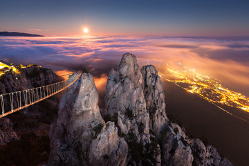 Wall Mural - ai-petri. night, full moon (crimea)