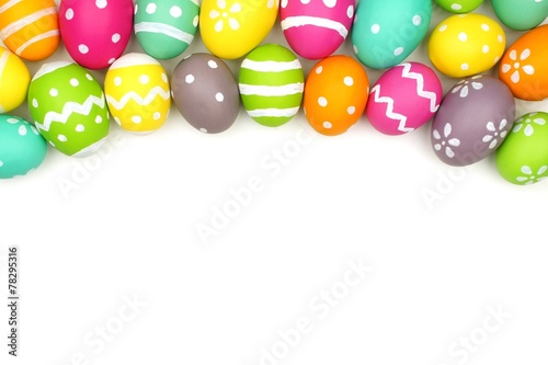 Colorful Easter egg top border against white Poster