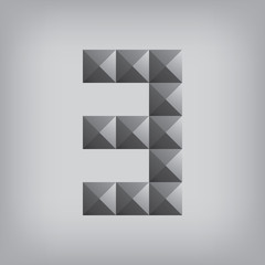 3 number three alphabet geometric icon and sign triangle modern