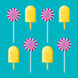 Lollipop and ice cream vector illustration.
