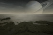 Saturn view from Titan moon