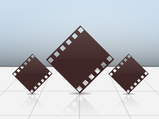 Sticker - Stylish film strip on blue background.