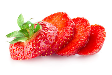 Wall Mural - Strawberry. Berry slices isolated on white