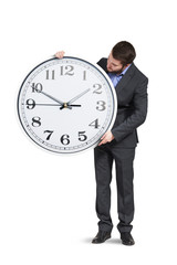 Canvas Print - young businessman with big clock