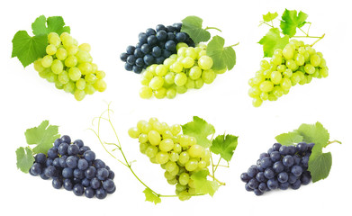 Wall Mural - Grapes branch set isolated on white background