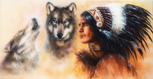 Beautiful Airbrush Painting Of An Young Indian Warrior Accompani