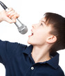 Boy with microphone singing