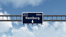 Hamburg Germany Highway Road Sign