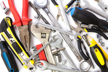 Tools collection on white background