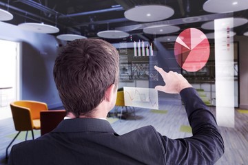 Aufkleber - Composite image of businessman pointing with his finger