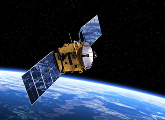 Wall Mural - communication satellite orbiting earth