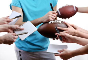 Autographs by American football star isolated