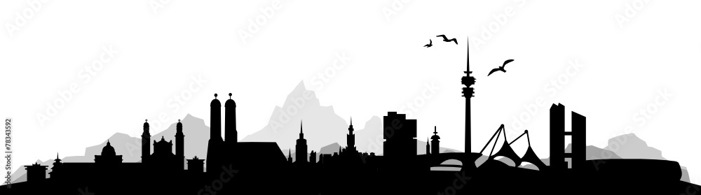 Skyline München - obrazy, fototapety, plakaty 