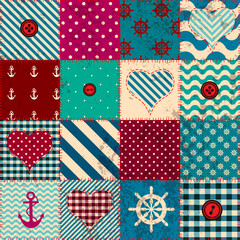 Poster - Patchwork in nautical style