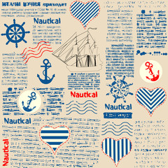 Poster - Imitation of newspaper in nautical style with grunge elements.