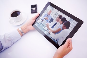 Wall Mural - Composite image of man using tablet pc