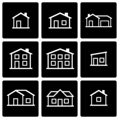 Canvas Print - Vector black house icon set