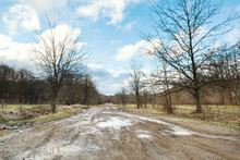 Impassable Country Road In Early Spring
