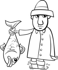 Wall Mural - angler with fish coloring page