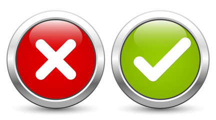 Poster - Cross, Check Mark - Glossy Metallic Buttons 2