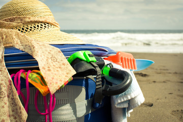 Suitcase on beach