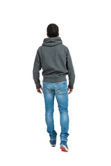 Wall Mural - young man, back, full body in a white background