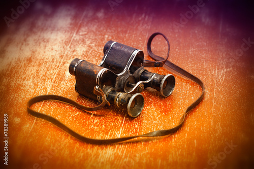 Poster Military binoculars WWII. Victory Day on May 9