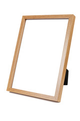 Wall Mural - Wooden empty photo frame on white background