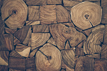 Pieces Of Round Teak Wood Stump Background